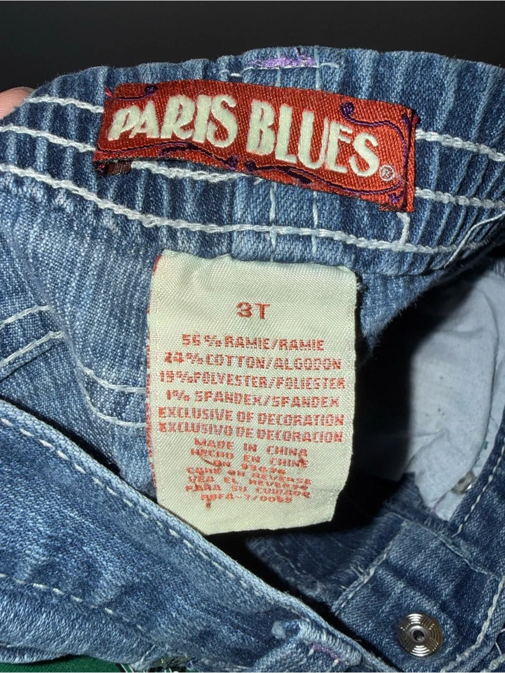 Y2K Paris Blues - 3T - embroidered bootcut denim
